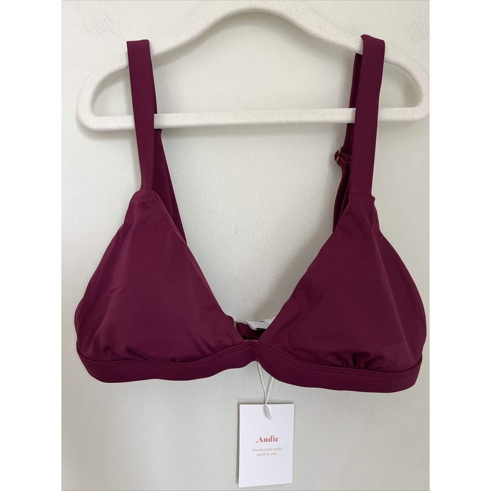 Andie Swim The Caicos Top Adjustable Strap Triangle Bikini Top Size Small Plum